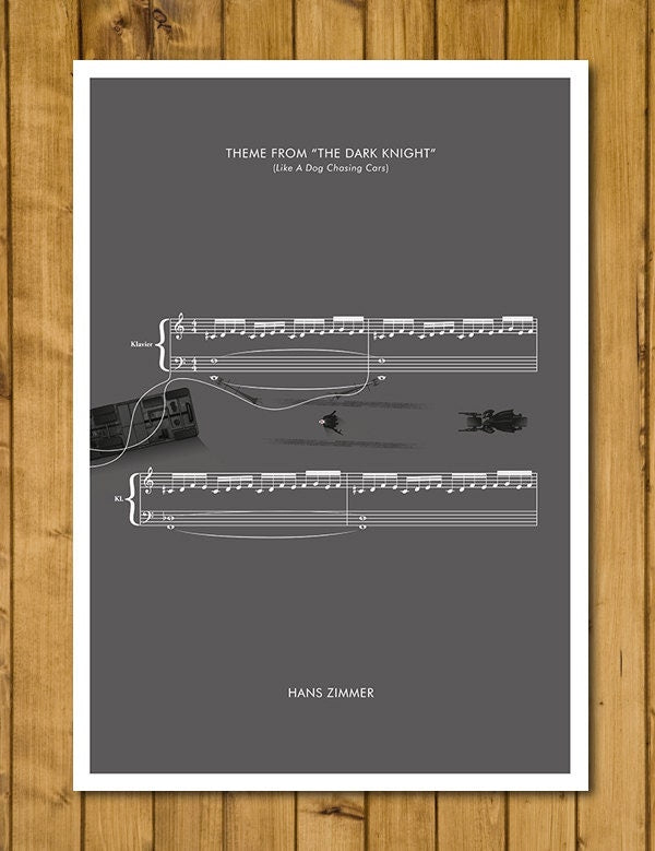 The Dark Knight - Like A Dog Chasing Cars by Hans Zimmer - Movie Classics Poster - Soundtrack Print - (Various Sizes Available)