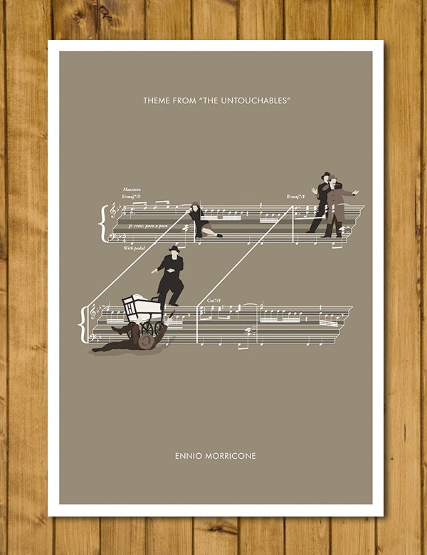 The Untouchables - Theme by Ennio Morricone - Movie Classics Poster - Sheet Music Art - Soundtrack Print - Movie Gift (Various Sizes)