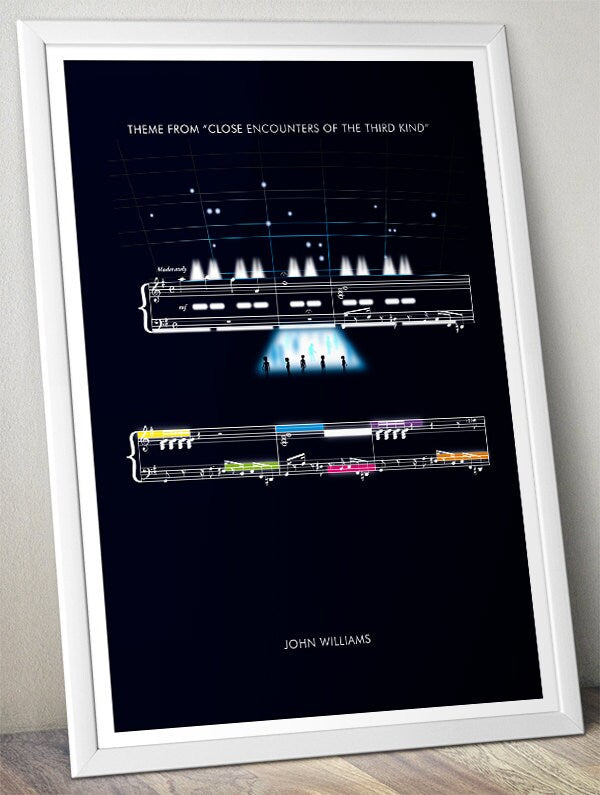 Close Encounters of the Third Kind - Theme by John Williams - Movie Classics Poster - Sheet Music Print - Soundtrack Art (Various Sizes)