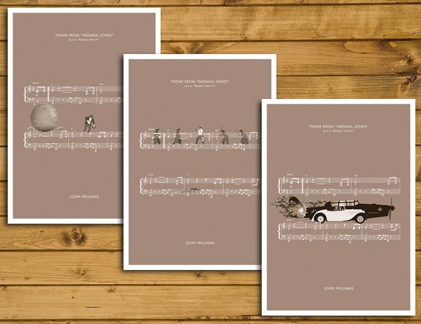 Indiana Jones - Original Trilogy - Set of 3 Posters - Theme from Indiana Jones by John Williams - Movie Classics Prints (Various Sizes)